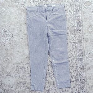 White and navy pinstripe pants from GAP